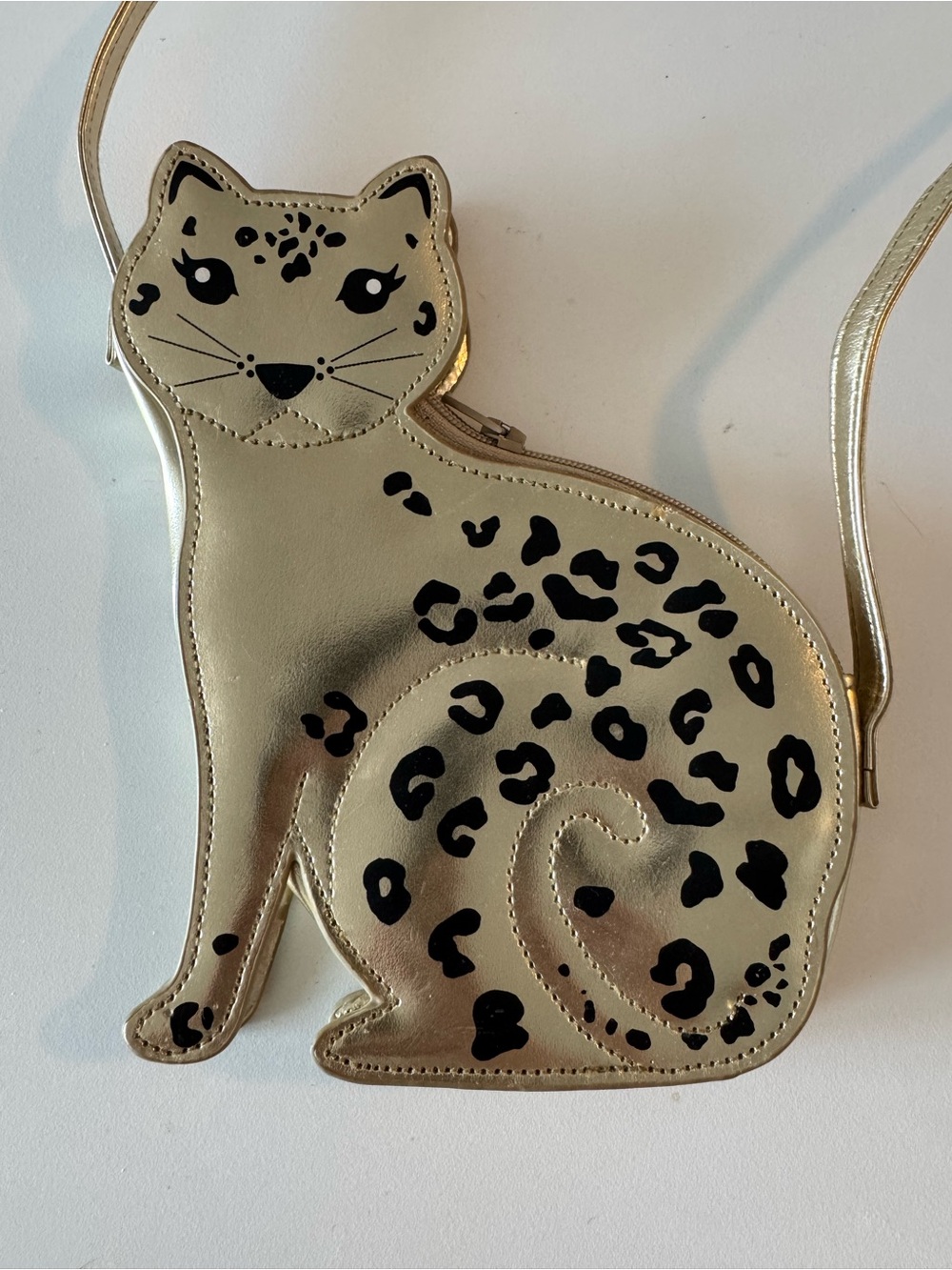 Gold Leopard Cat Crossbody Bag - Stylish Cat-Themed Purse